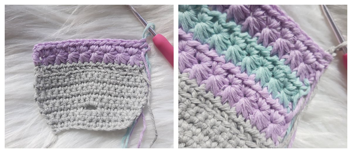 Blog-Inhaltsbild für 'Taschen- Set im Sternchenmuster, kostenlose Häkelanleitung'